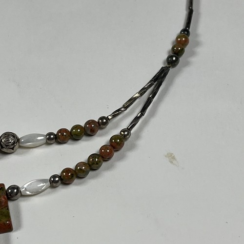 VINTAGE Southwest Liquid Silver Jasper Necklace 19” Choker Unisex - Picture 18 of 21
