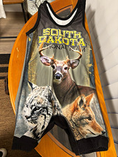South Dakota National Team Wrestling Singlet Black/Gray Deer & Dog Animal Print