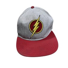 DC Comics The Flash Snapback Hat Gray Red Lightning Bolt Logo Adjustable Cap