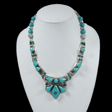 Collana turchese verde tibetano vero turchese collana gioielli antichi da donna