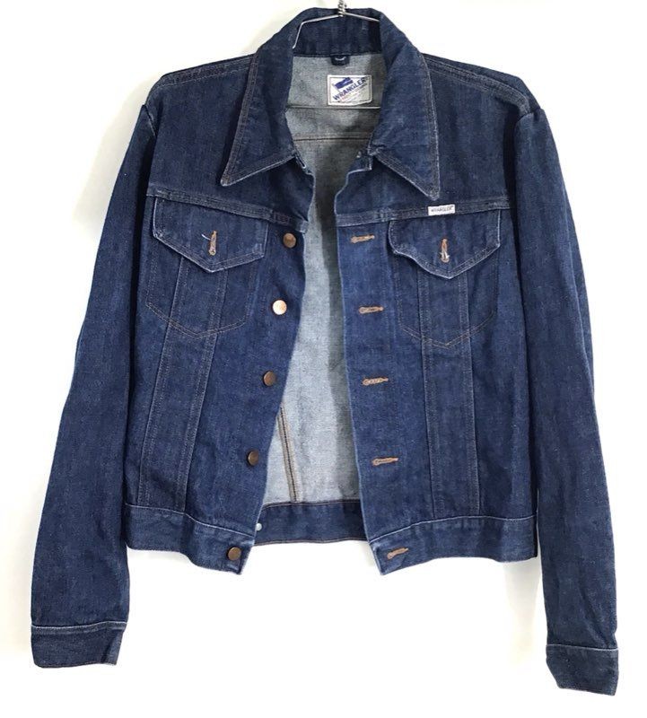 Vintage 70s Wrangler No-Fault Denim Jacket Cactus Patch Made in USA Sz M