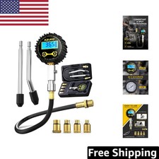 Professional 200 Psi Compression Tester - Digital Gauge With Flexible Hose Kit