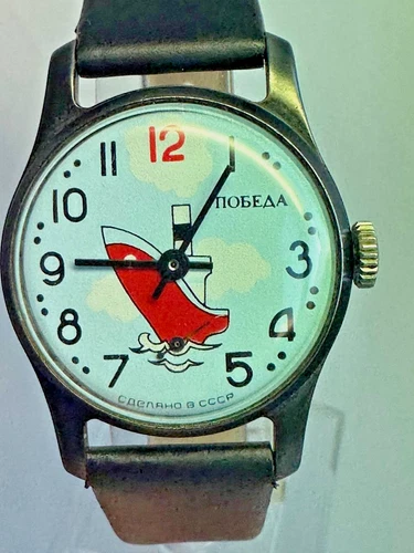 Vintage Watch Pobeda Ship 2602 Black Case Soviet USSR Mechanical 180