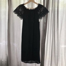 Eliza J Black Lace Shoulder Dress Sheath Midi Cocktail Party Size 4 NWT