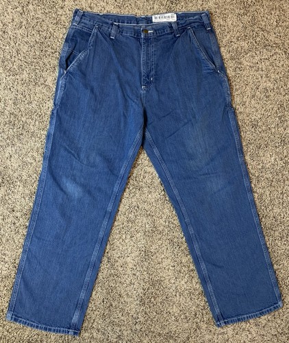 Carhartt Dungaree Fit Jeans Herren 36x30 Blau Denim Zimmermann Arbeitshose Utility