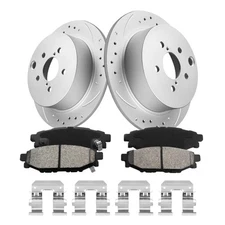 10.79 inch REAR DRILLED Rotors and Brake Pads for Forester Impreza XV Crosstrek