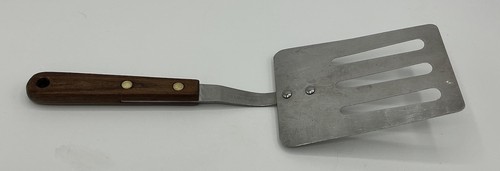 Vtg ROBINSON Stainless Short Wood Handle 10.75" Slotted Spatula Wiggle *READ* - Picture 9 of 10