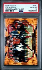 2025 SELECT JOE BURROW FOTL FIELD LEVEL NEON ORANGE PULSAR #/7 PSA 10