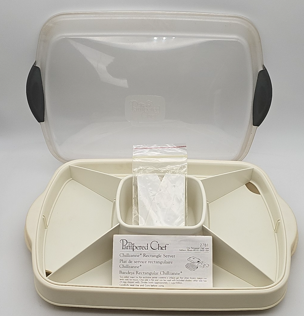 PAMPERED CHEF Chillzanne Egg Veggie Rectangle Server Tray #2781
