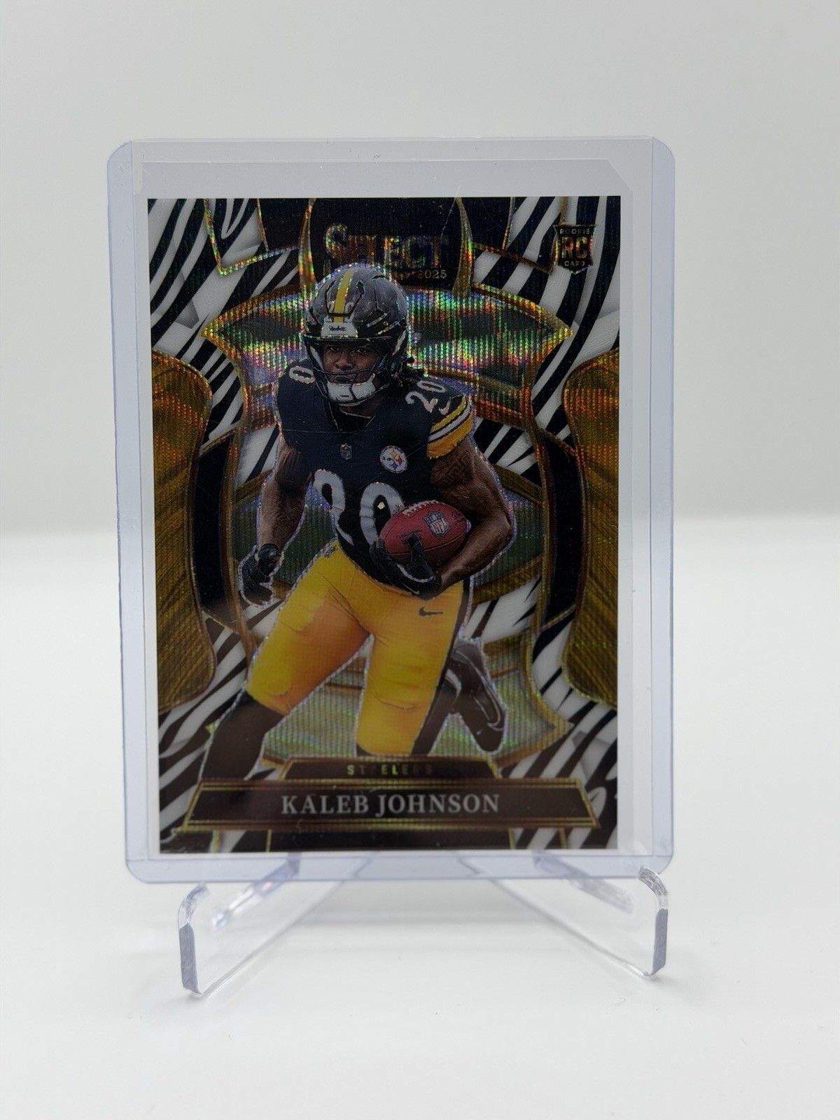 2025 Panini Select - Kaleb Johnson - Concourse Level #52 Zebra Prizm (RC)