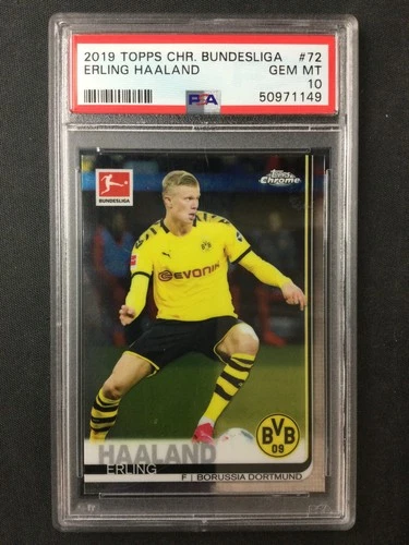 PSA 10 2019 Topps Chrome Bundesliga #72 Erling Haaland Borussia Dortmund RC