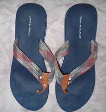 TOMMY HILFIGER DAMEN FLIP-FLOPS BLAU -KARIERT GR.40