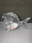 Blenko Style Art Glass Hand Blown Clear Large Fish Vase Bowl 8.75"
