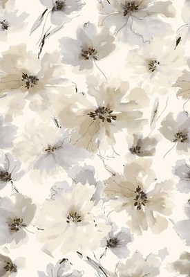 Floral Peel and Stick Wallpaper, Beige Yellow Watercolor Flower Paper Peel an...