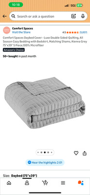 Comfort Spaces Gray daybed cover, daybed bedskirt, 2 king pillow shams
