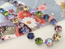 MARIANA Penelope Purple Green Multicolor Rhodium Plated Crystal Tennis Necklace