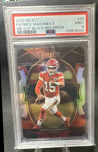 2022 Panini Select Patrick Mahomes II #20 Black and Red Prizm Die Cut PSA 9