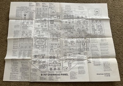 Boeing 767 Cockpit Poster American Airlines 1992 Overhead Panel Layout Poster