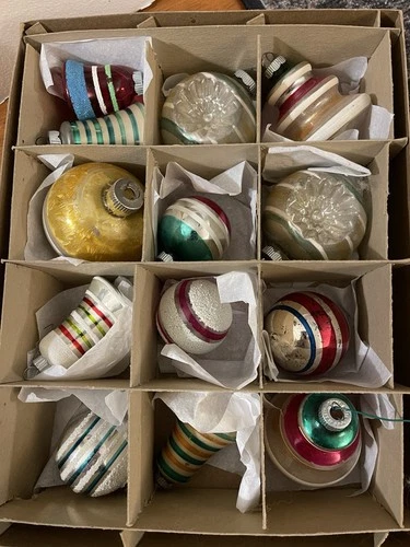 Christmas Ornament Lot Some Christopher Radko Vintage Lg Indent Shiny Brite Box