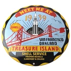 Vintage Shell Gasoline Sign - Treasure Island Gas Pump Station Ad Porcelain Sign