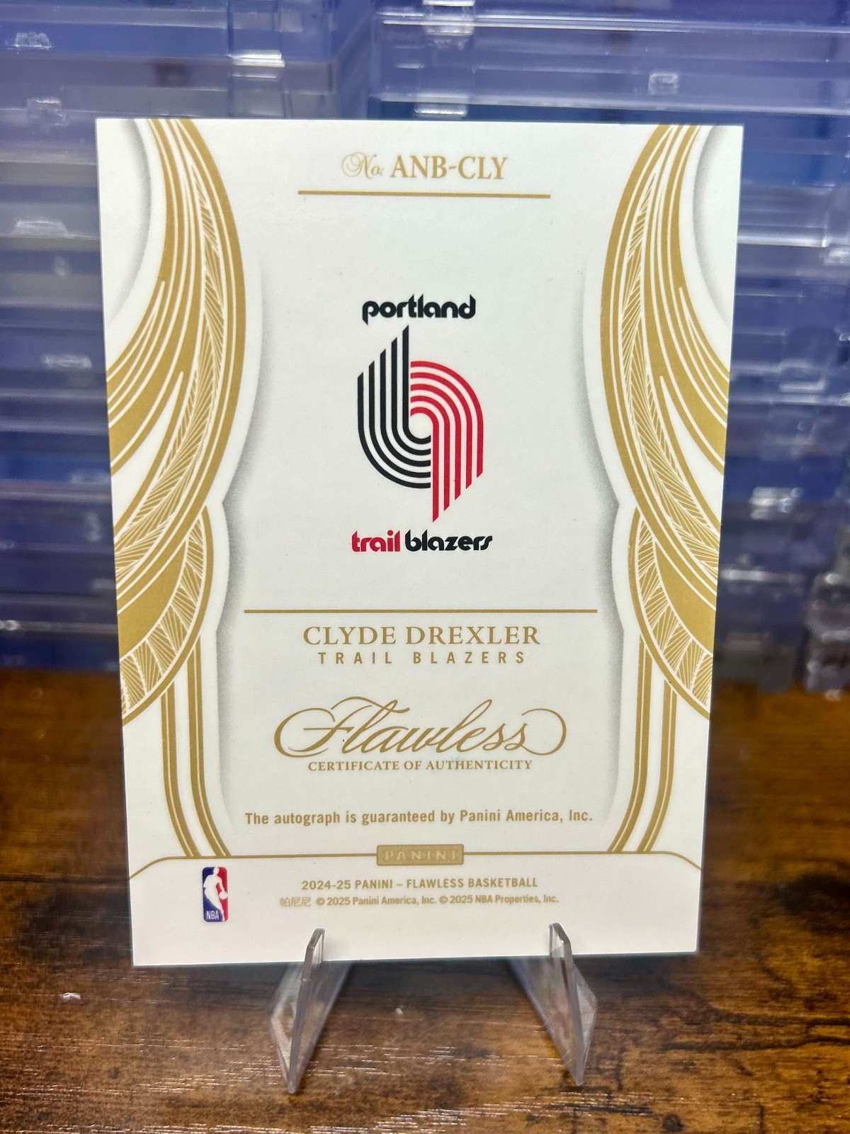 Panini 2024-25 Flawless Clyde Drexler All-NBA Ink Auto /15 Red view 2