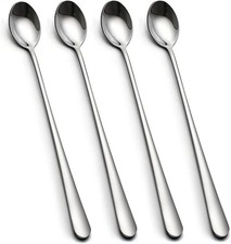 4pcs Stainless Steel Mixing Spoons Long Handle Iced Tea  Ice Cream Spoon 7.5"