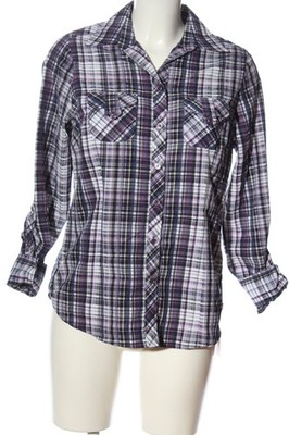 CANDA Holzfällerhemd Damen Hemd Gr. DE 38 weiß-schwarz-lila Casual-Look