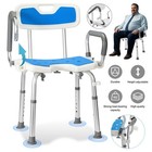 Duschhocker Badhocker für Senioren mit Armlehnen und Rückenlehne Duschstuhl