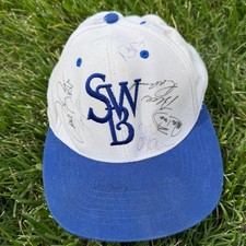Vintage SWB Red Barons Signed Snapback Hat Scranton Wilkes-Barre WYOU TV AT T