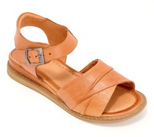 Miz Mooz Leather Adjustable Low Wedge Sandals Haley Brandy 38/M New
