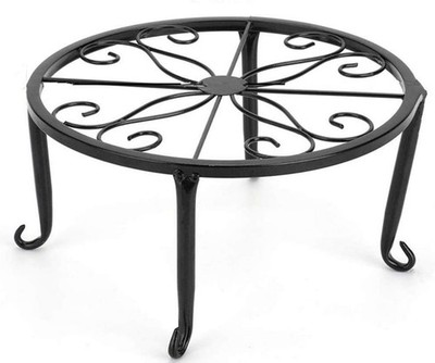 9-1/2 Inch Diameter X 5 Inch High Metal Potted Plant Stand - Rust Proof Wrought 