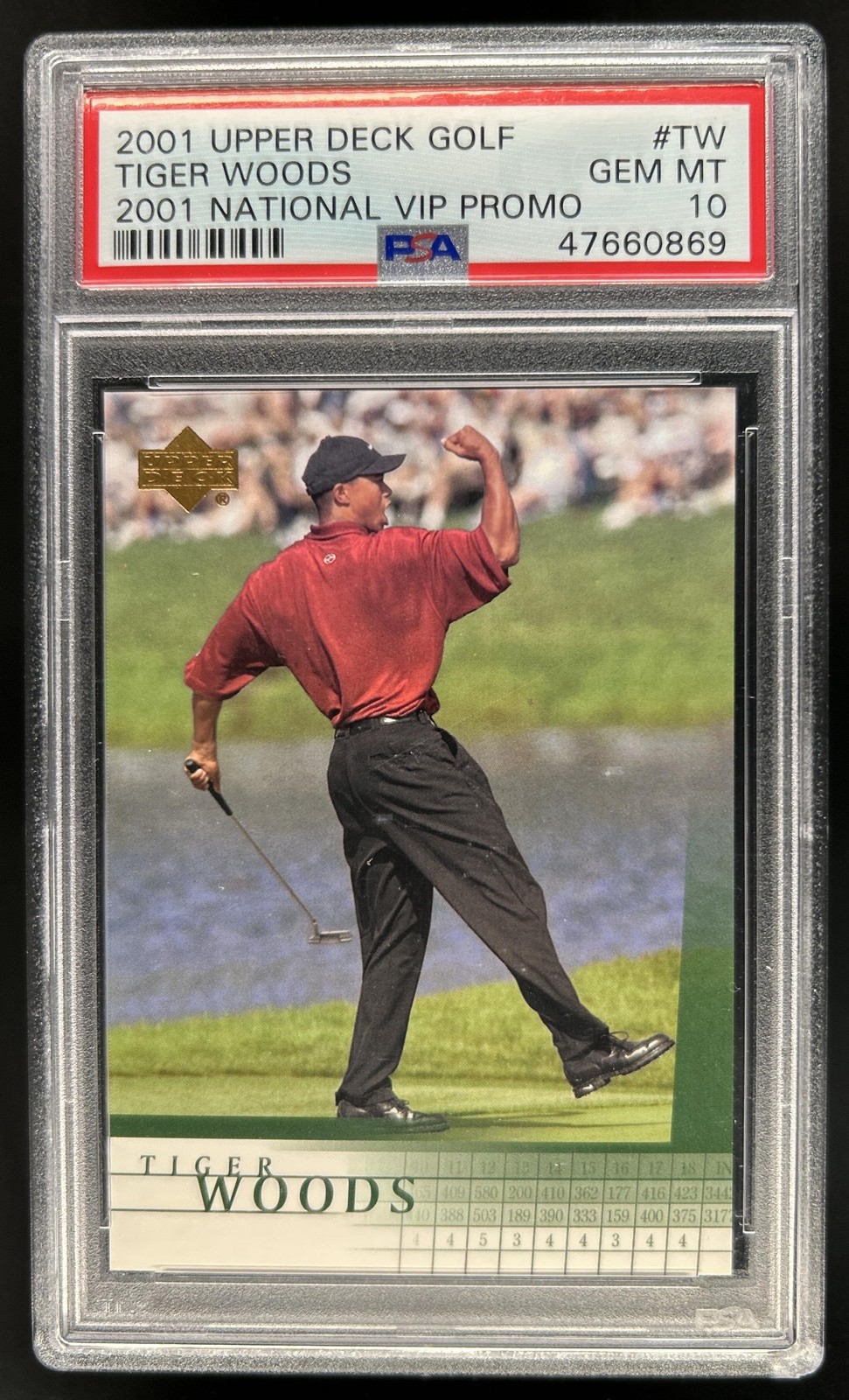 2001 Upper Deck Tiger Woods VIP Promos RC #TW PSA 10 GEM MINT Rookie view 1