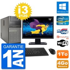 PC Tour Dell 7010 Ecran 19" Intel i3-2120 RAM 4Go Disque 1To Windows 10 Wifi