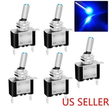 5Pcs 12V 20A Blue LED Toggle Rocker Switch Control ON/OFF Marine Car Boat ATV