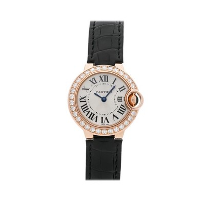 Cartier Ballon Bleu Quartz  Rose Gold Ladies Diamonds 29mm Watch WE900251