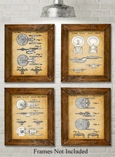 Star Trek USS Enterprise Patent Prints Set of 4 – 8x10 Unframed Posters for Fans