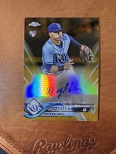 2018 Topps Chrome Willy Adames Gold Refractor On Card Rookie Auto #41/50 RA-WA. rookie card picture
