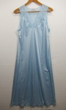 Vintage 80s 90s Vanity Fair Satin Nightgown Women Medium Blue Nylon ALTERED