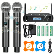 2pcs UHF Wireless Microphone Metal Professional Dual Channel Handheld Mics Party