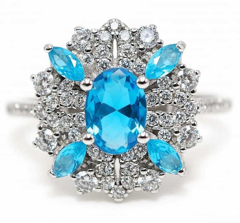 3CT Heat Treated Blue Topaz 925 Solid Sterling Silver Ring Jewelry Sz 6 