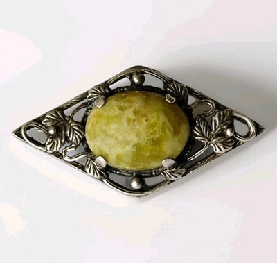Vintage Arts & Crafts Silver Brooch Bernard Instone Attributed Leaves Connemara