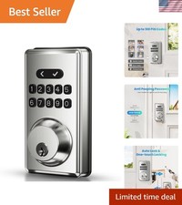 Satin Nickel Keyless Entry Smart Lock with Auto-Lock and Anti-Peeking Features