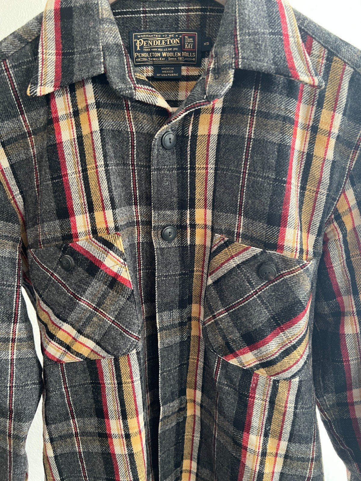 PENDLETON Thomas Kay Elbow Patch Plaid Yellow LE … - image 3