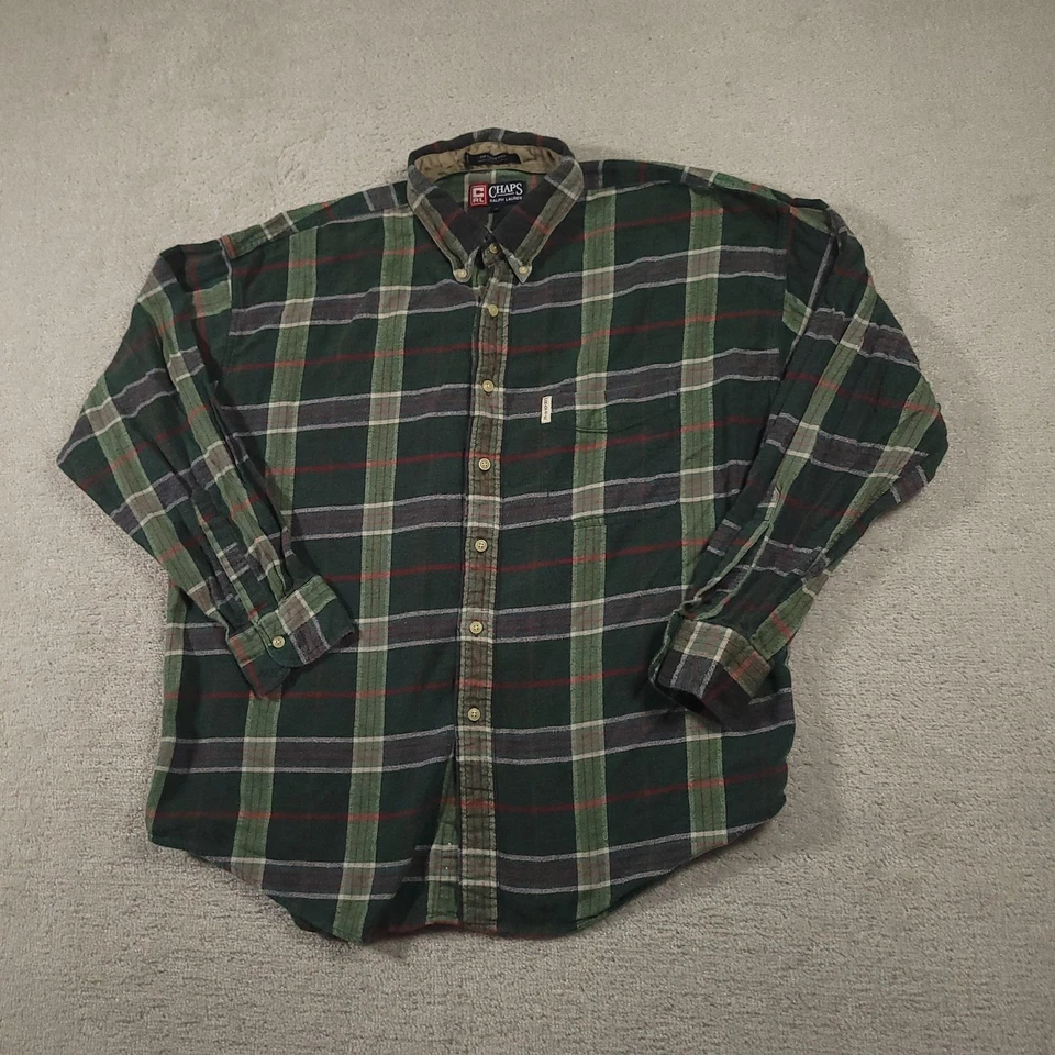 Chaps Ralph Lauren Shirt Mens XL Plaid Flannel Button Down Long Sleeve Vintage - Image 2 of 4