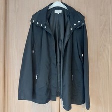 Marks & Spencer M&S Womens Black Hooded Jacket Mac Coat Size 14 Detachable Hood