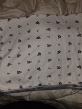 Ralph Lauren Receiving Blanket White Blue Bear Print Unisex Baby Nursery Bedding