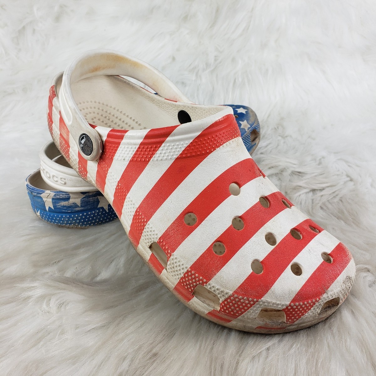 CROCS Red White Blue Stars Stripes USA Flag Casual Comfort Shoes