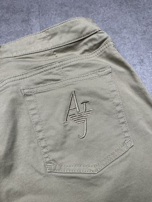 100%ORIG ARMANI JEANS HOSE STRETCH JEANS GR.30 BEIGE LOGO STICKEREI
