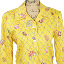St John Sport by Marie Gray Womens Seashell Stretch Jacket Sz S Yellow Button Up