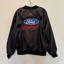 Vintage Black Ford Racing Satin Jacket Unisex Made In USA WestArk Size LARGE